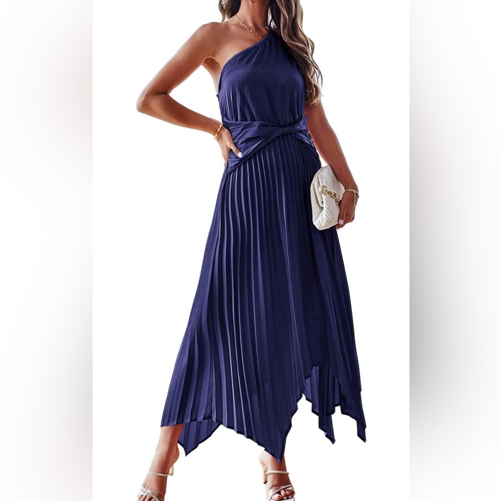 Pleated off the shoulder dress